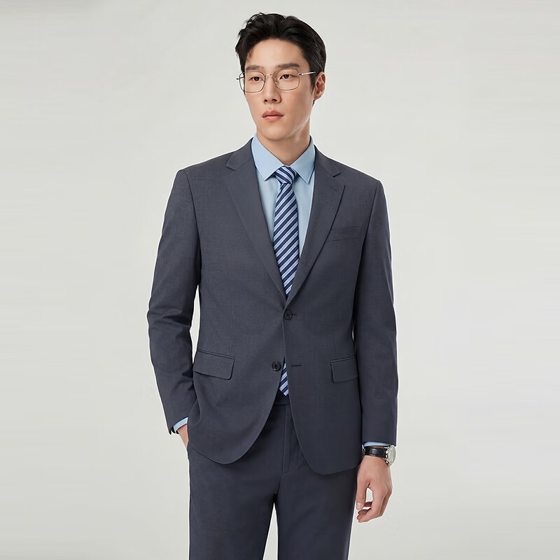 雅戈尔(YOUNGOR)【可机洗绵羊毛莱赛尔】26春夏新款西装外套男西服休闲商务亲肤 灰色VOTN210240DJA上衣 165A 165/88A (推荐55-60公斤)