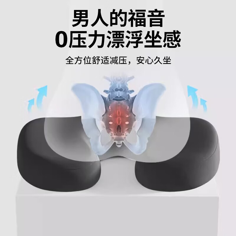 尼拉办公室男性前列腺保护专用痔疮术后减压椅垫屁垫工位久坐神器 前列腺保护【柔软支撑慢回弹】神秘黑