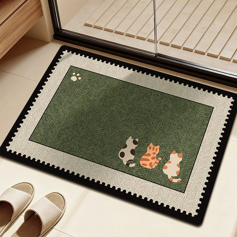 ALPLUME2026卡通浴室地垫卫生间硅藻泥吸水速干地毯厕所门口防滑耐脏脚垫 绿屿地垫-背影   利落方形款 定制联系客服