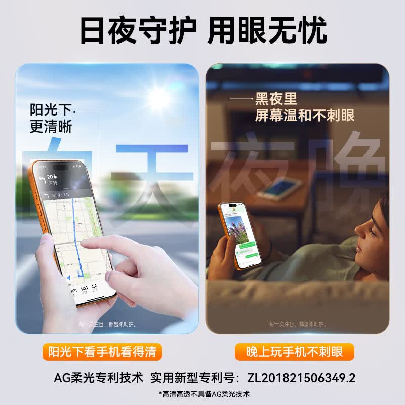 0度适用苹果17Promax/iPhone Air手机钢化膜护眼防蓝光防射线 iphone17Pro防摔抗指纹磨砂保护贴膜 AG防眩-八项防护双片装 iPhone 17Pro