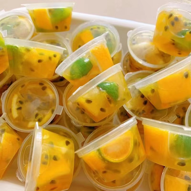 歺格 百香果柠檬分装盒家用一次性酱料杯汤杯密封调料盒带盖柠檬蜂蜜