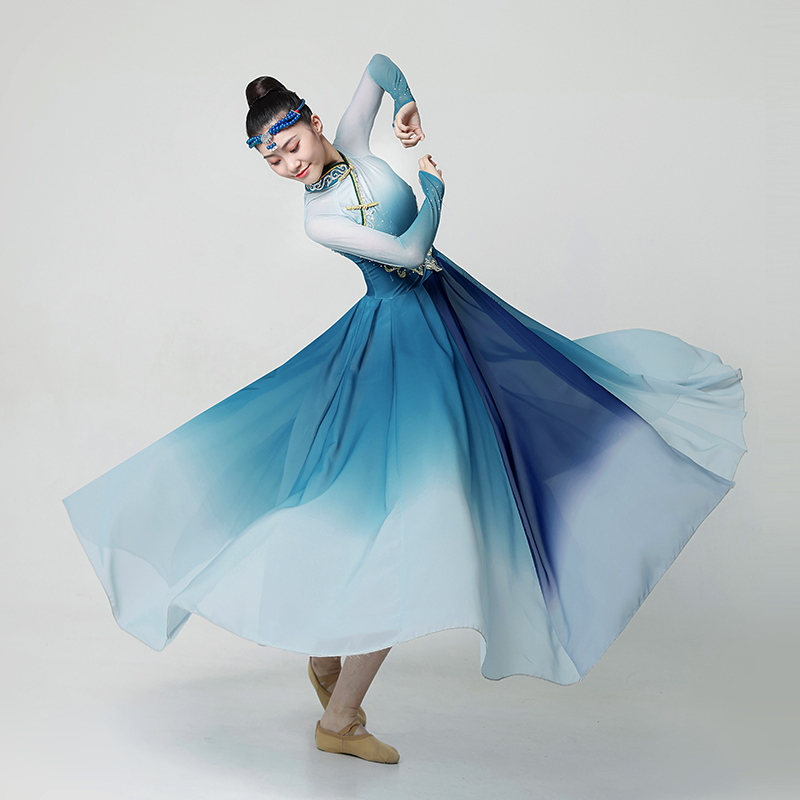 蒙古族艺考舞蹈服装女蒙族表演蒙古舞少数民族大摆长裙新款演出服饰