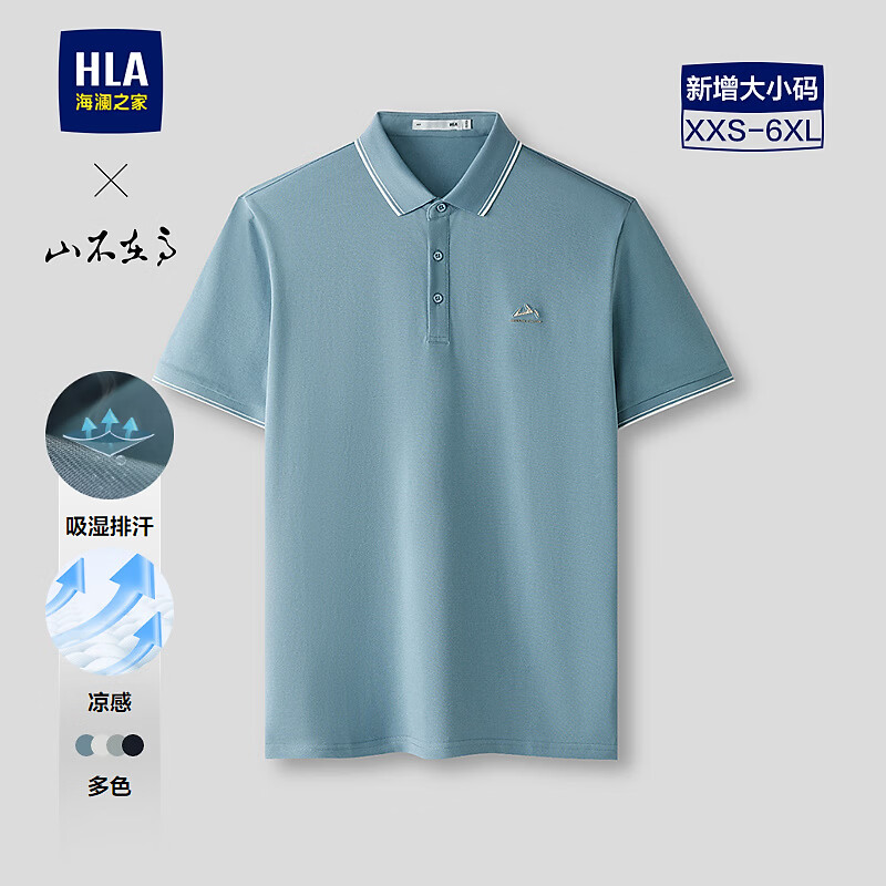 海澜之家（HLA）短袖POLO衫男山不在高系列短袖男夏季父亲节礼物 蓝灰29 HNTPW2F009A L 175/92A 推荐137~150斤