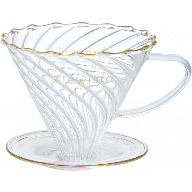 BREWISTA耐高温玻璃手冲咖啡滤杯滴滤式V60咖啡滤杯过滤咖啡器具 玻璃滤杯-描金