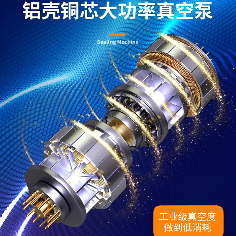 RSRDDY德国真空封口机干湿两用家用商用大功率食品保鲜机全自动抽真空包装机塑封机不挑袋抽腊肉 【升级封口机+100真空袋】紫光杀菌丨双泵大吸力