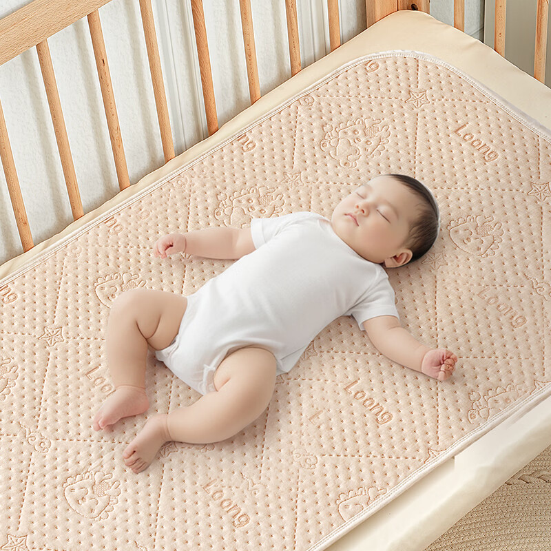 童葵隔尿垫婴儿防水可洗床上尿垫新生宝宝纯棉可水洗床垫儿童床单垫子 【7A抗菌】彩棉小兔【原生态 无添加】 150*200cm1条装【整床满铺】