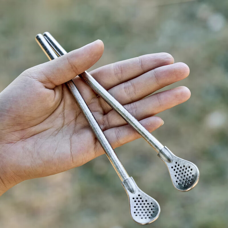 纯钛吸管勺子水杯奶茶搅拌过滤一体两用环保金属钛合金非一次性 纯钛【吸管勺】1支 送刷袋