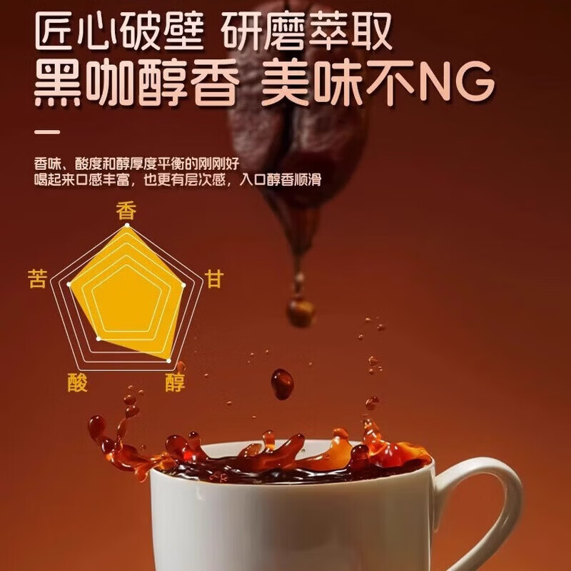 九芝堂蓝山黑咖啡0脂肪0蔗糖0植脂末熬夜专用美式速溶粉 蓝山黑咖啡 100袋*1盒