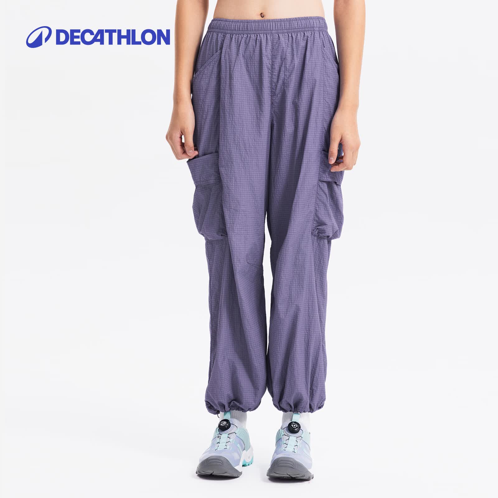 迪卡侬可拆卸速干裤儿童登山裤青少年多口袋运动裤子防晒凉感-2026年新 雾紫色 151-160cm12-13岁 尺码偏大，建议选小一码