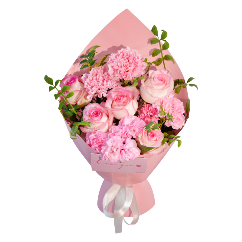 京东鲜花粉色系混合礼品花束情人节礼物送女朋友送老婆源头直发