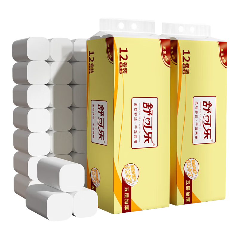 舒可乐卫生纸厕纸小卷纸卷筒纸巾妇婴适用清洁卫生纸巾 12卷*1提