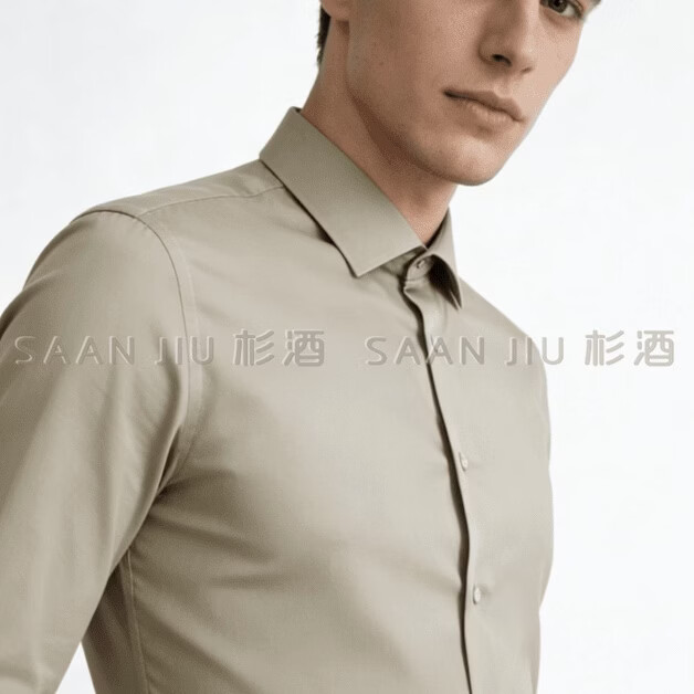 杉酒【奢品200支】100%棉衬衫男士高级感纯棉长袖衬衣修身舒适 宝石绿(2019) 44 180-190斤