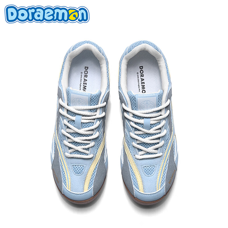 哆啦A梦德训鞋男鞋春季2026新款低帮平底板鞋网面透气轻便休闲鞋子男款 慕斯蓝 39