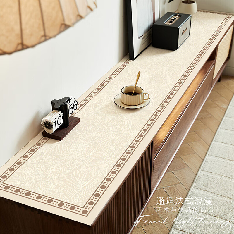 无印良品【0胶液态硅】电视柜台面保护垫桌垫轻奢高级感餐边柜酒柜保护垫 奶油旧书【0胶水守护家庭健康】 30X80cm【自由裁剪】