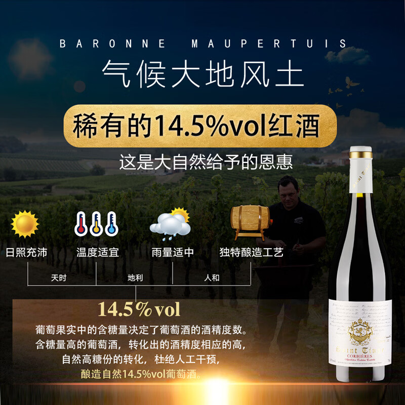 圣汀格(SAINT TINGE)【法国】原瓶进口红酒 14.5度 干红葡萄酒 【原瓶进口】2瓶配礼袋装