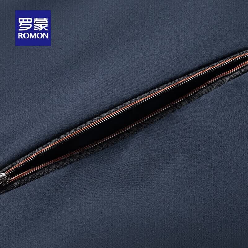 罗蒙短款翻领加厚棉服男秋冬新款商务爸爸装行政干部装加绒夹克外套男 藏青 M 170 （建议90斤以下）