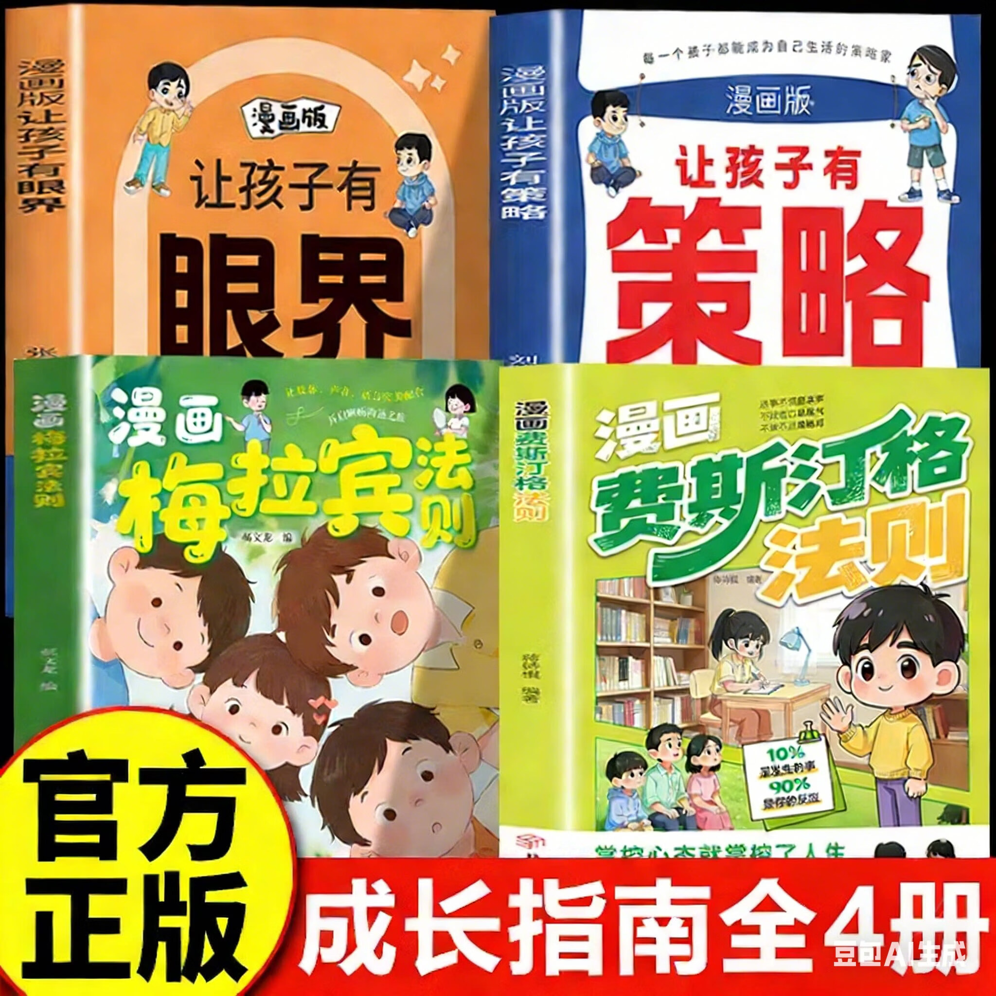 【官方正版】漫画费斯汀格法则 情绪管理培养孩子社交沟通能力 掌握人生主动权 漫画费斯汀格法则 漫画反脆弱思维 漫画逆商思维 青春期反内耗心理学 【4册】斯汀格法测+梅拉宾法则+策略+眼界 正版