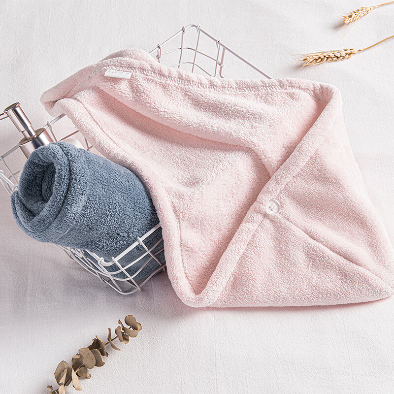 内野（UCHINO）纯色柔软干发帽 强吸水加厚长发中短发速干包头巾浴帽TK 柔软干发帽2条（粉色+蓝色）