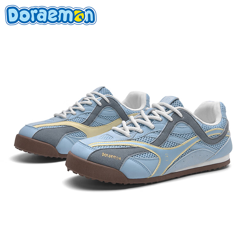 哆啦A梦德训鞋男鞋春季2026新款低帮平底板鞋网面透气轻便休闲鞋子男款 慕斯蓝 39