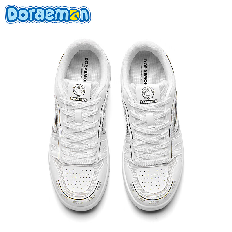 哆啦A梦板鞋男鞋春季2026新款潮流撞色舒适透气低帮厚底休闲鞋子男款 复古白 39