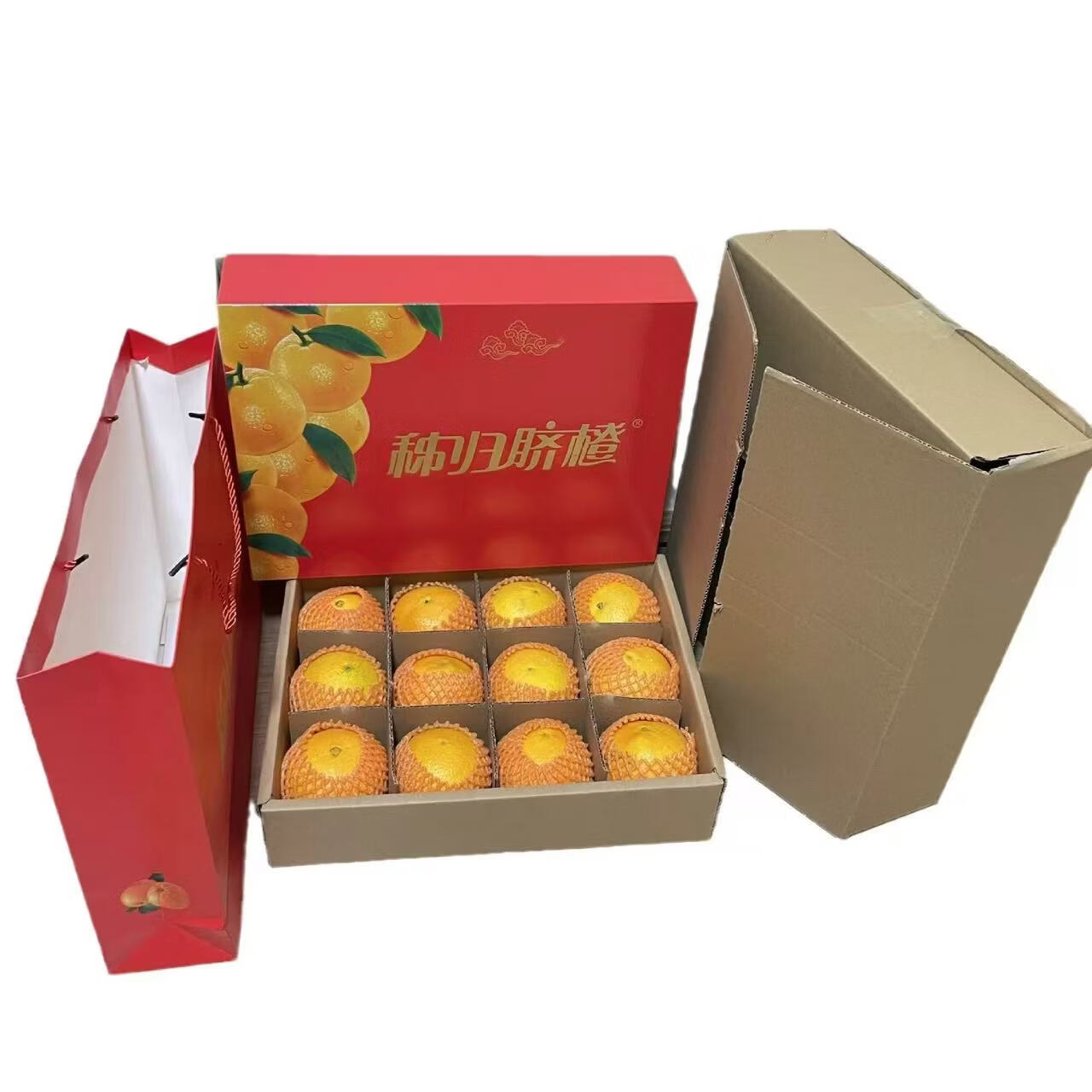 秭归中华红橙血橙秭归脐橙果冻橙子新鲜水果孕妇手剥甜橙湖北特产 【水果礼盒】12枚红橙80mm+