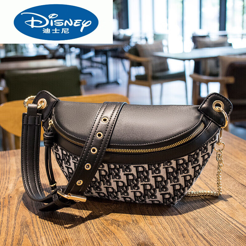 迪士尼(disney)单肩包女包真皮小包包2021新款潮时尚刺绣帆布斜挎腰