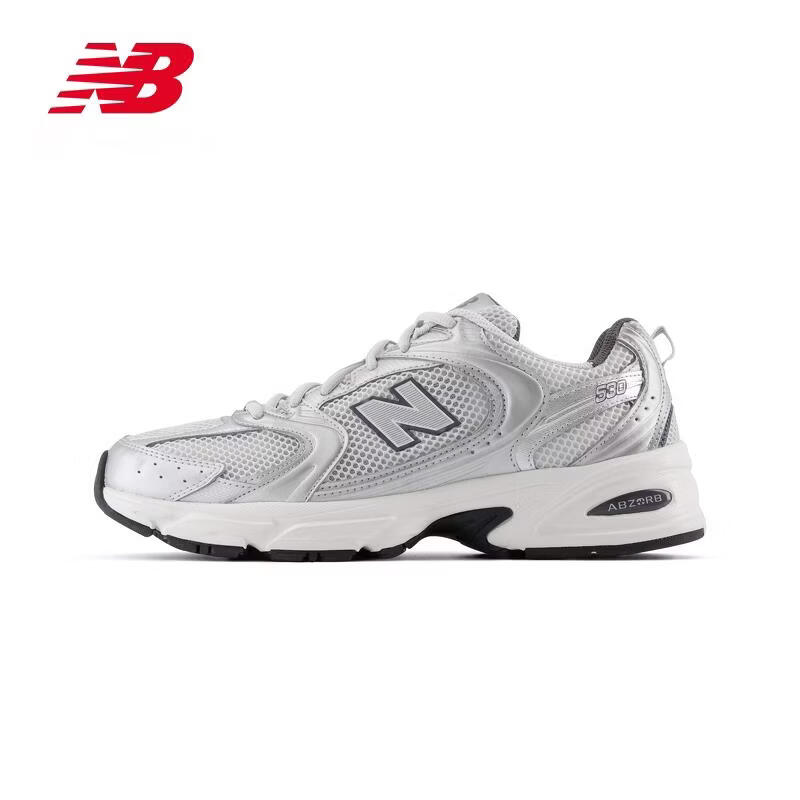 NEW BALANCE NB 男鞋女鞋530系列網(wǎng)面透氣老爹鞋秋冬復(fù)古鞋情侶休閑鞋慢跑鞋  白色/銀灰色MR530 36
