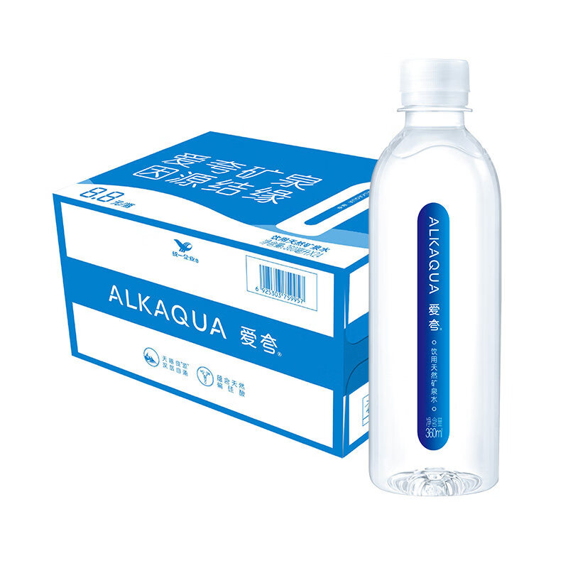 统一（President）ALKAQUA爱夸长白山天然矿泉水饮用水无臭氧生产整箱装 爱夸天然矿泉水360ml*24瓶