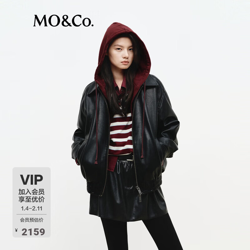 MO&Co.����2026����ƷPUƤ��������ײɫ��ñ�ɲ�˫������Ƥ��MBF1COTT10 ��ɫ S /1602148Ԫ