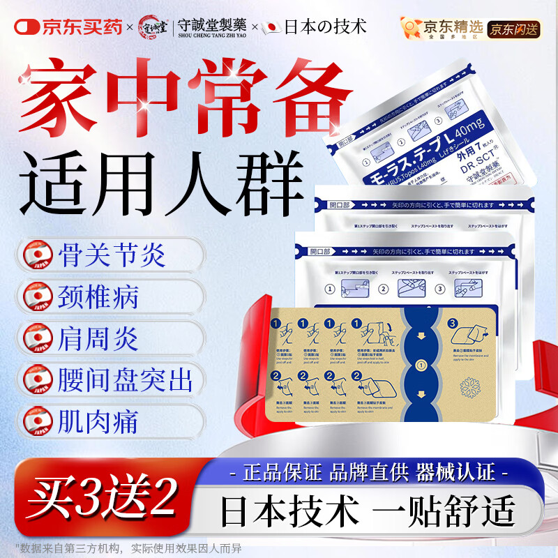 守诚堂日本膏药贴久卜薄荷光感贴颈椎腱鞘肩周炎膝腰椎间盘突出痛疼专用