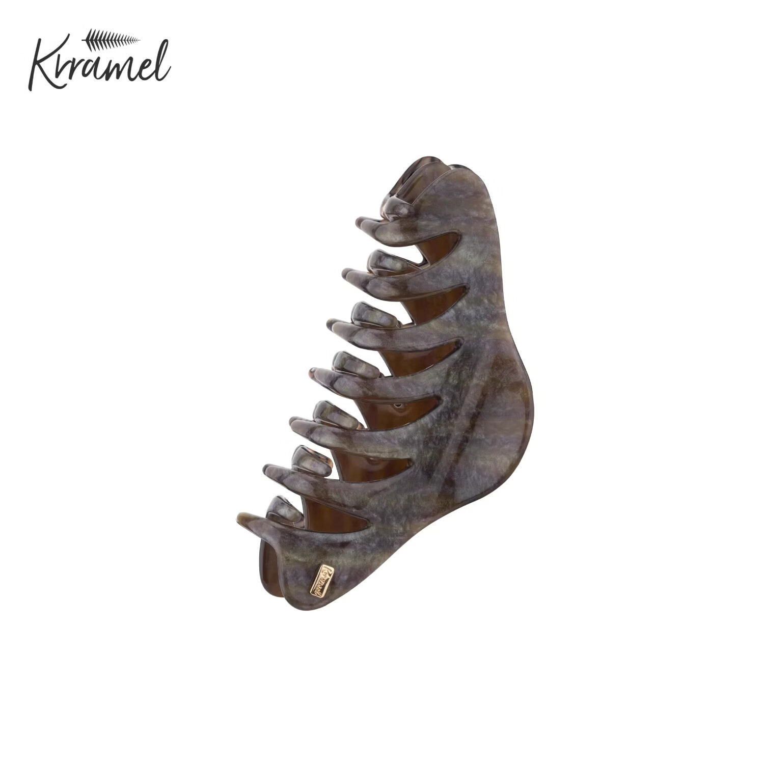 KRRAMEL生日礼物女士抓夹鲨鱼夹梳子礼盒盘发神器醋酸发饰新婚礼物 醋酸鲨鱼夹-云岫灰