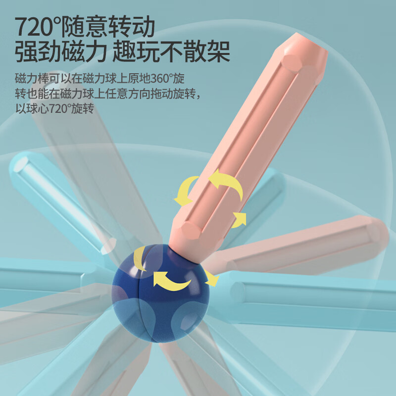 乐凑（L）百变磁力棒磁吸积木玩具儿童大颗粒磁铁拼搭3-6岁男女孩新年礼物 47件套【拼搭手册+收纳盒装】