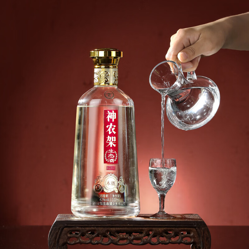 神农架兼香型白酒纯粮酒口粮酒养生酒补酒42度500ml酒高粱酒送礼盒装 42度 500mL 6瓶 (整箱)送6杯1壶酒具套装