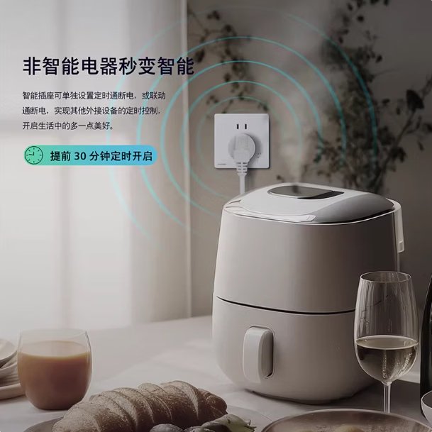 西门子无线遥控智能开关家用免布线远程控制开关面板单双控随意贴 10A 二三极带电量检测智能插座（带网关） 星空灰