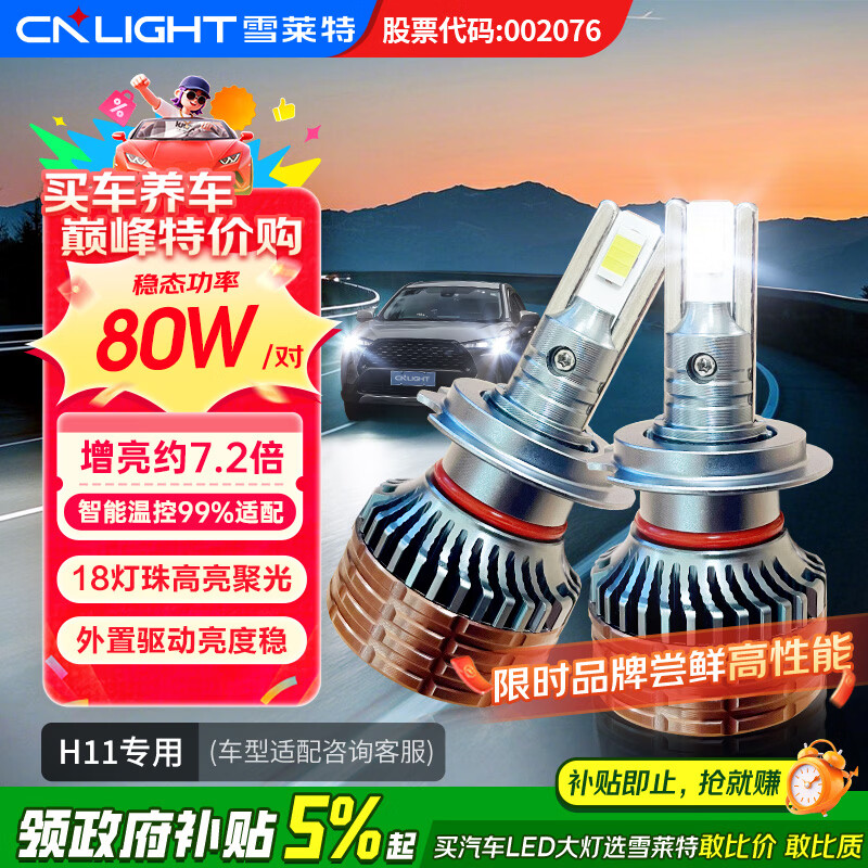 雪莱特led汽车大灯泡改装激光车灯超亮汽车远光灯近光灯一体黑武士H8H11