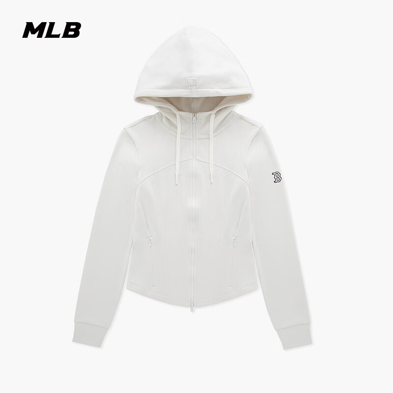 MLB官方 女款时尚百搭修身显瘦连帽拉链卫衣外套26春季新款TRB15 波士顿红袜队/奶油色 M