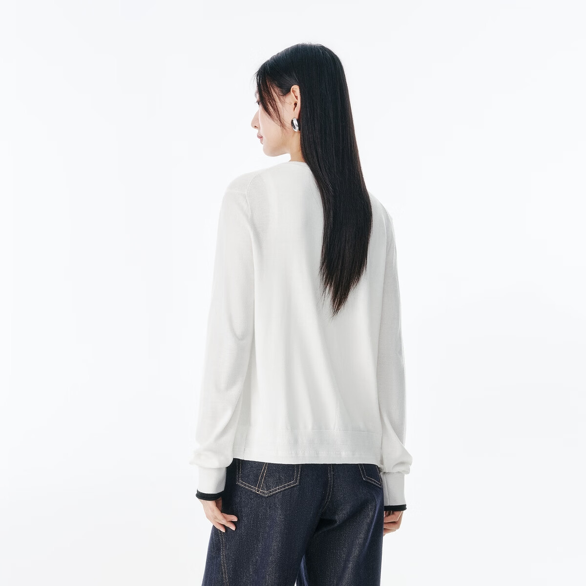 太平鸟秋冬毛针织衫集合链接新款打底无缝套衫女士开衫 针织线开衫米色 S