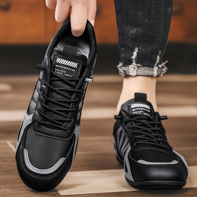 西域骆驼（VANCAMEL）男鞋2025冬季新款舒适防滑运动跑步休闲阿甘鞋时尚百搭潮流鞋子男 【官方正品 质量保证】黑色配色 39