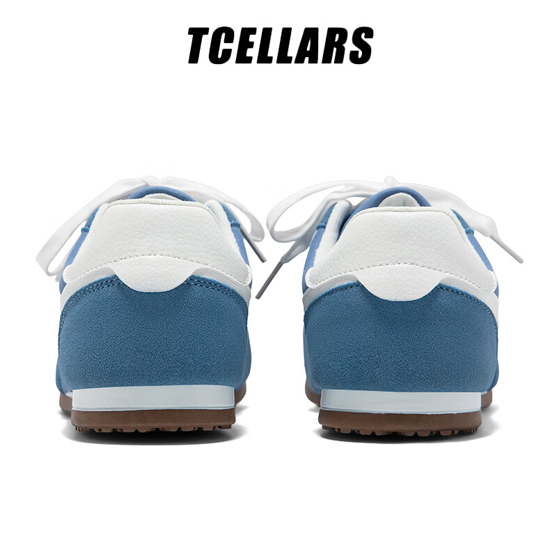Tcellars德训鞋男鞋春季2026新款潮流百搭平底板鞋低帮舒适运动休闲鞋子 雾蓝色 39