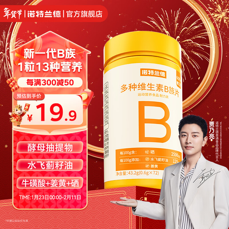 诺特兰德复合维生素b族维生素C咀嚼片VC片vb1b2b6b12烟酸叶酸官方旗舰店 72粒*1瓶