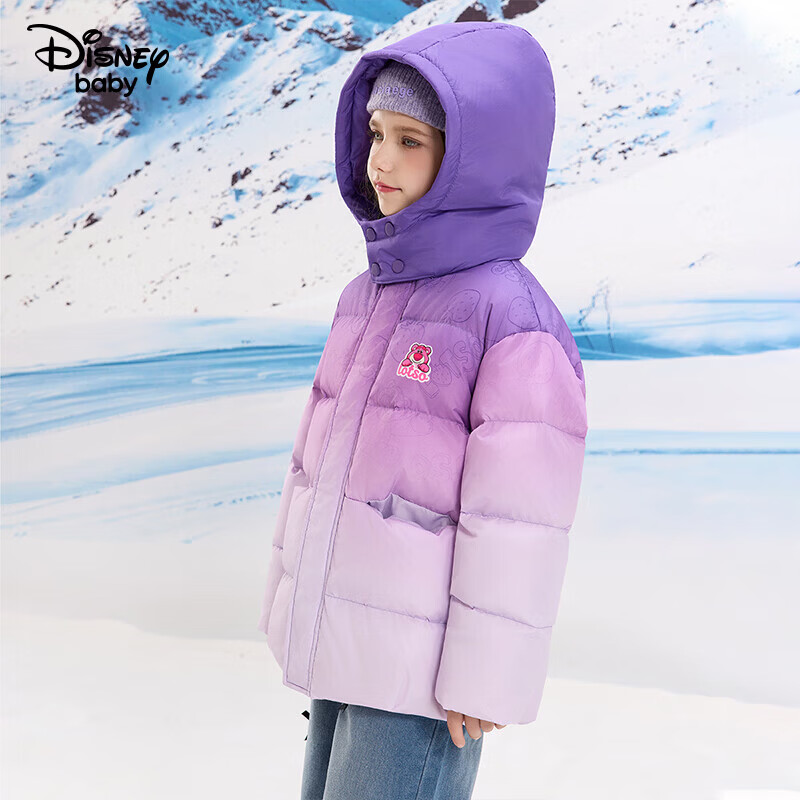 迪士尼（Disney）童装男童渐变羽绒服2026新冬米奇石墨烯拜年服白鸭绒高充绒外套厚 紫渐变 150 高145-155cm重70-85斤