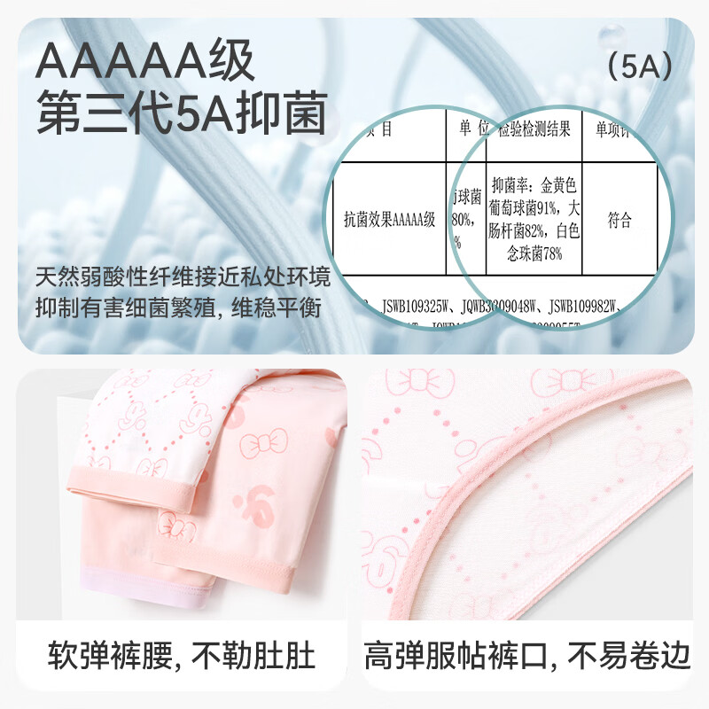 久岁伴儿童内裤女童平角裤薄款中大童6-12岁学生透气抑菌高弹三角裤3条 【小萌猫咪】三角/405027/3条 160 身高150-162体重90-105斤