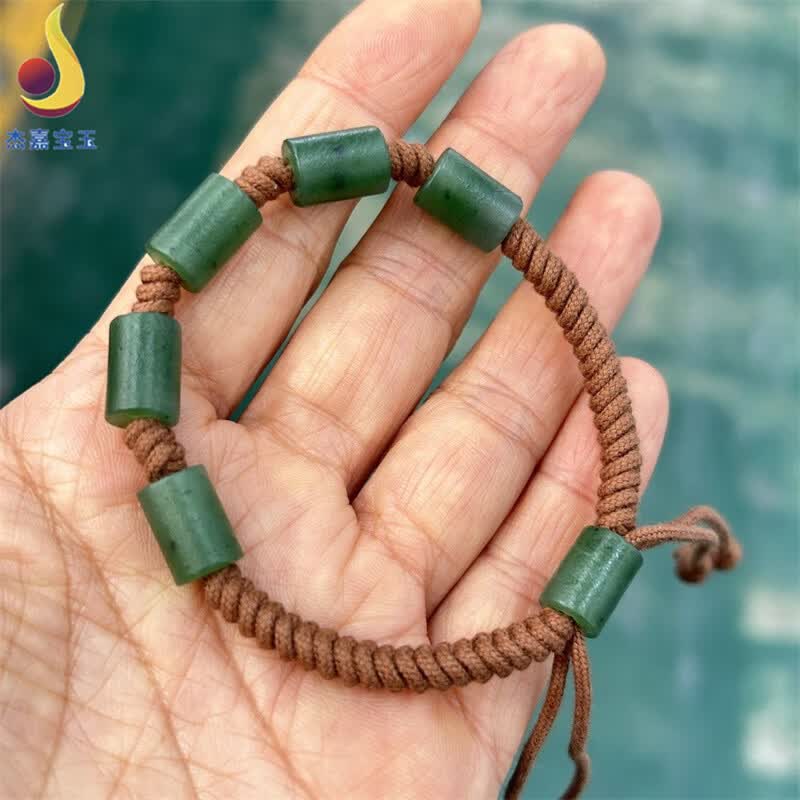 杰嘉宝玉【路路通】和田手工编织玉碧玉老料路路通手链珠子手串编绳手链