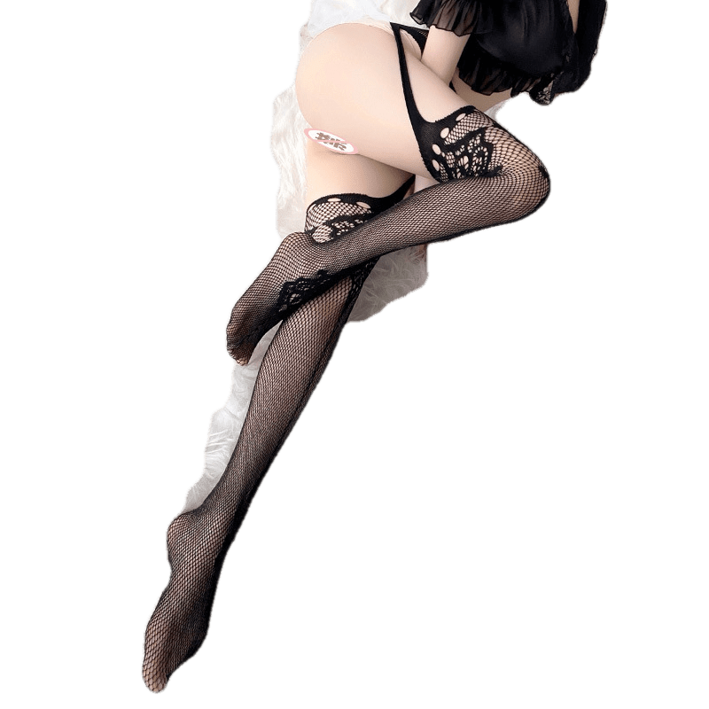 通用性感情趣吊带袜调情诱惑夫妻用品开裆免脱可撕网袜女成人女性 7335【单件吊带一体网袜】 均码