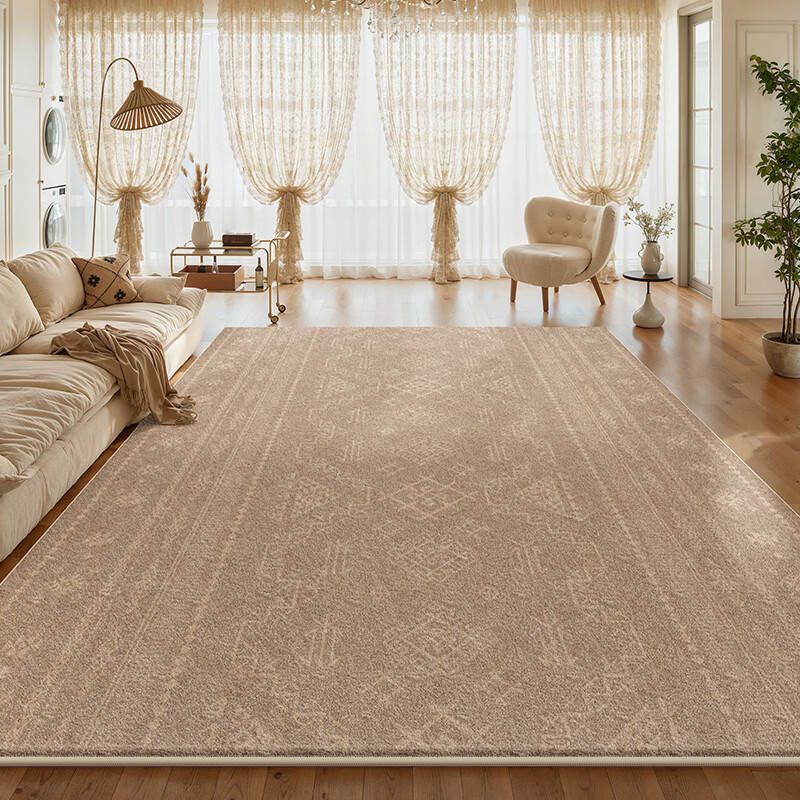 Y U-LIVE地毯客厅奶油中古风2026新款免洗可擦法式防水防污沙发茶几地 S仿羊绒-洛兰 140×200cm【精致双线包边】