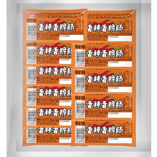 力诚玉米热狗肠热狗棒香辣香脆火腿肠烤肠办公室休闲零食即食脆皮香肠 香辣香脆肠 30g*44根 【3月29到期 】 香辣肠