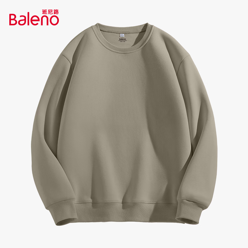 班尼路春秋季情侣重磅潮牌卫衣2025新款小个子男生显高显瘦休闲宽松外套 【圆领卫衣】-米咖#纯色 M