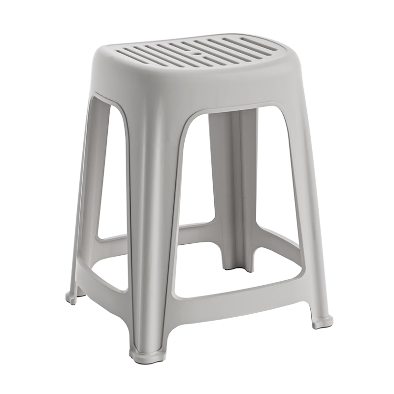 禧天龙塑料凳子家用加厚餐凳可叠放凳子防滑高凳客厅椅子 浅灰色 凳高46厘米 4个装