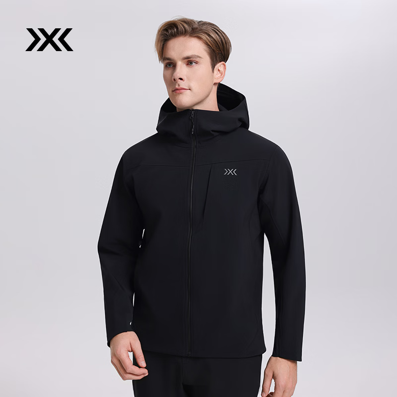 XBIONIC风盾软壳连帽夹克男(S3)四面弹软壳衣薄绒保暖防风抑菌26春秋新品 暗夜黑 L