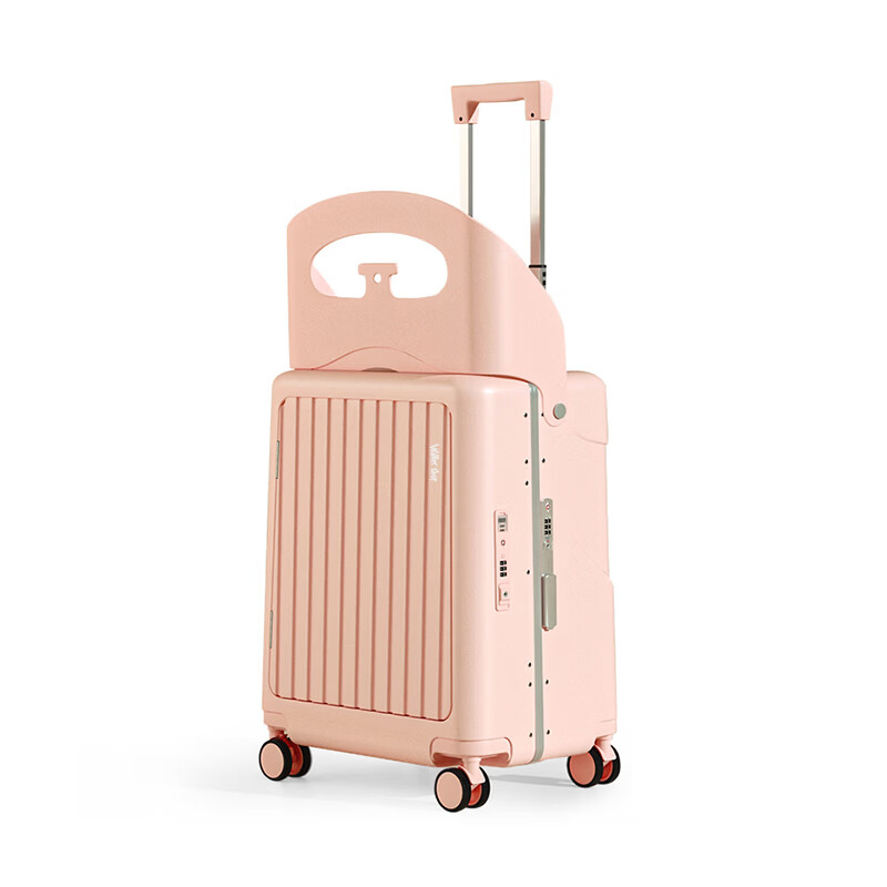 Walker Shop品牌行李箱新款多功能宝妈箱宝宝可坐遛娃行李箱旅行神器登机箱 白色-前开盖【儿童可坐+带充电口+折叠靠背】 20英寸 【可登机】